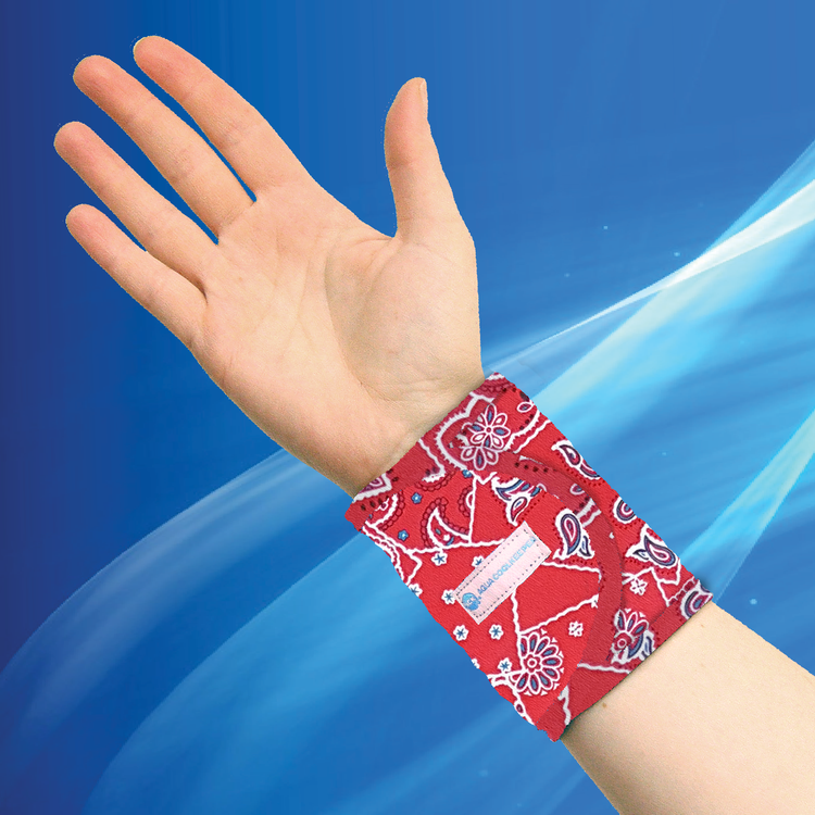 Aqua Coolkeeper Cooling Wristband Red Western